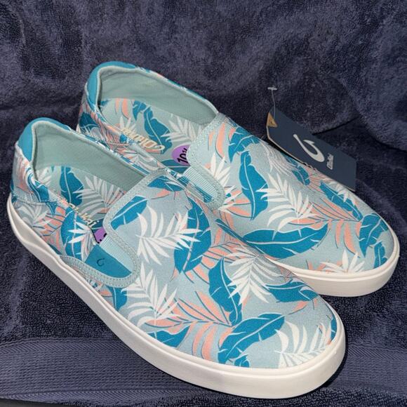 OluKai Lae'Ahi Pa'i Mens Size 10.5 Shoes Swell/Aloha Blue Floral Slip On Sneaker - Picture 2 of 11